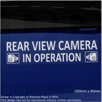 2 x Rear View Camera In Operation Stickers-EXTERNAL CCTV Signs-Van,Taxi,Car,Cab